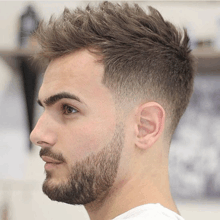 a man with a beard and a short haircut