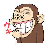 a cartoon of a monkey with a big smile on his face