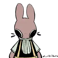 a drawing of a bunny with a cross in a speech bubble says zombie3bunny