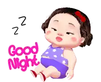 a little girl is sleeping with the words good night written on the bottom