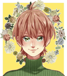 a drawing of a girl with flowers around her