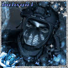 a picture of a man with a mask and the words babygirl written on it