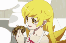 Oshino Shinobu Eating Donut GIF - Oshino Shinobu Eating Donut Yum GIFs