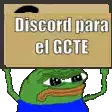 a pixel art of a frog holding a cardboard sign that says `` discord para el gcte '' .