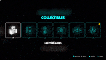 a screenshot of a video game that says collectibles
