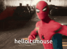 a picture of a spider man with the words helloitsmouse written below him
