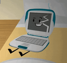 a cartoon of a laptop with a cracked screen