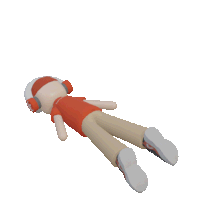 a cartoon character is laying on the ground with the word ded behind him