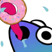 a cartoon drawing of a donut being eaten by a monster