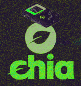 the word chia is on a green background with a game boy on top