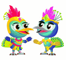 dancing carnaval shimmy birds peacock