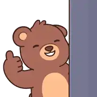 a brown teddy bear peeking out from behind a blue wall