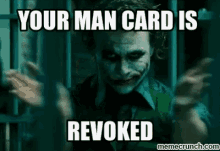 heath ledger man card revoked joker clap