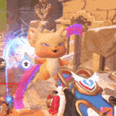 a cartoon cat with wings is in a video game with the number 0 in the lower right corner