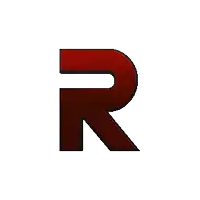 a red letter j with a black border on a white background