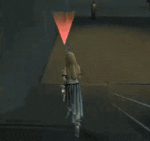 a girl in a striped dress stands in front of a sign that says " mission passed "