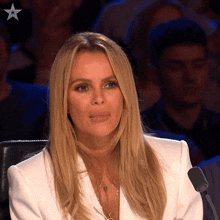 Is She Doing The Noise Amanda Holden GIF - Is She Doing The Noise Amanda Holden Britain'S Got Talent GIFs