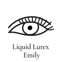 a logo for liquid lurex emily has a drawing of an eye