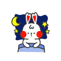 a cartoon of a sleeping rabbit with the number 3 on its face