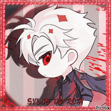 a picture of a boy with white hair and red eyes has sylus de rodi written on the bottom