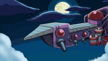 a cartoon drawing of an airship with the words got an airship chock-full