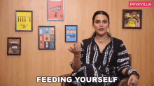 Feeding Yourself Neha Dhupia GIF - Feeding Yourself Neha Dhupia Pinkvilla GIFs
