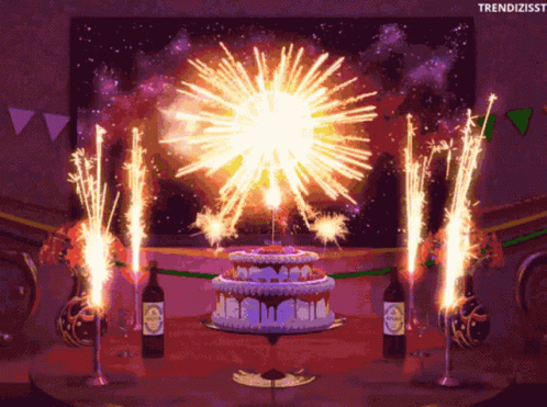 happy birthday fireworks animated gif