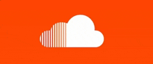 a white cloud on an orange background with a striped pattern .