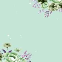 a green background with purple flowers and the words " i 'm sorry " in arabic