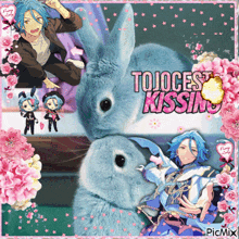 a picture of a boy and a rabbit with the words tojocest kissing