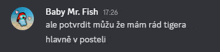 a message from baby mr. fish is displayed