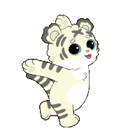 a cartoon drawing of a white and gray tiger