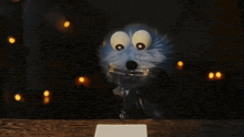 a stuffed animal is standing next to a glass of wine
