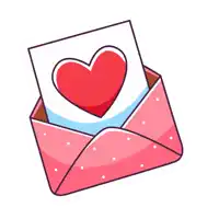a pink envelope with a heart shaped card inside of it