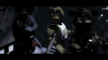 a group of five nights at freddy 's characters including chica and fredbear
