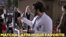 Greys Anatomy Levi Schmitt GIF - Greys Anatomy Levi Schmitt Matcha Latte Your Favorite GIFs