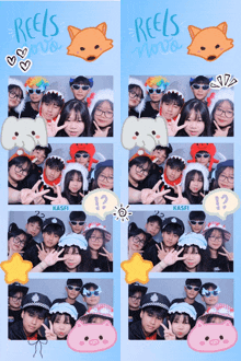 a group of people are posing for a photo and the words reels nova are on the bottom