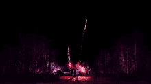 a group of people watching fireworks in the dark