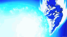 a cartoon of a person flying through the air with a blue and white background