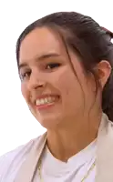 a close up of a woman 's face smiling