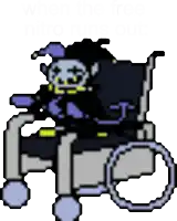 a pixel art of a person in a wheelchair