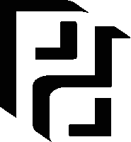 a black and white logo with the letter r in the middle