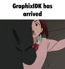 a cartoon of a girl with the words graphixldk has arrived on the bottom