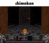 a screenshot of a video game with the word chimnken at the top
