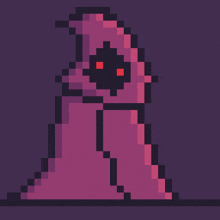 a pixel art of a purple and pink object on a purple background