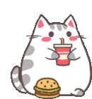 Cat Drink Cola Sticker - Cat Drink Cola Eat Burger Stickers