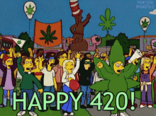 happy420 weed day cheering the simpsons