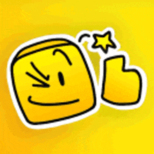 a yellow sticker with a smiley face and a star on it