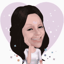 a cartoon drawing of a woman with her hand on her chin