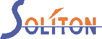 a blue and orange logo for soluton with a white background